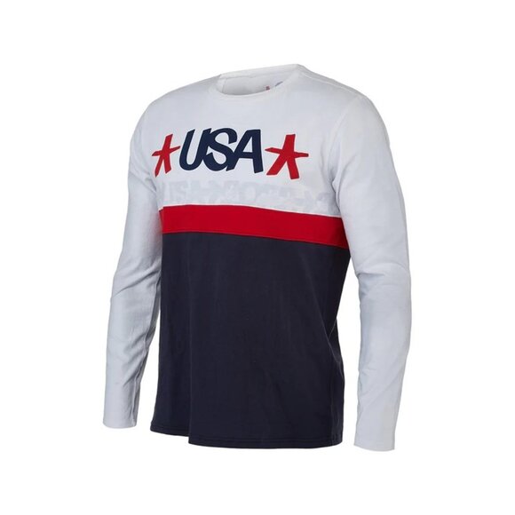 Spyder Men's Crew Neck T-Shirt Standard USA Haze Long Sleeve White Size Small - Picture 3 of 8